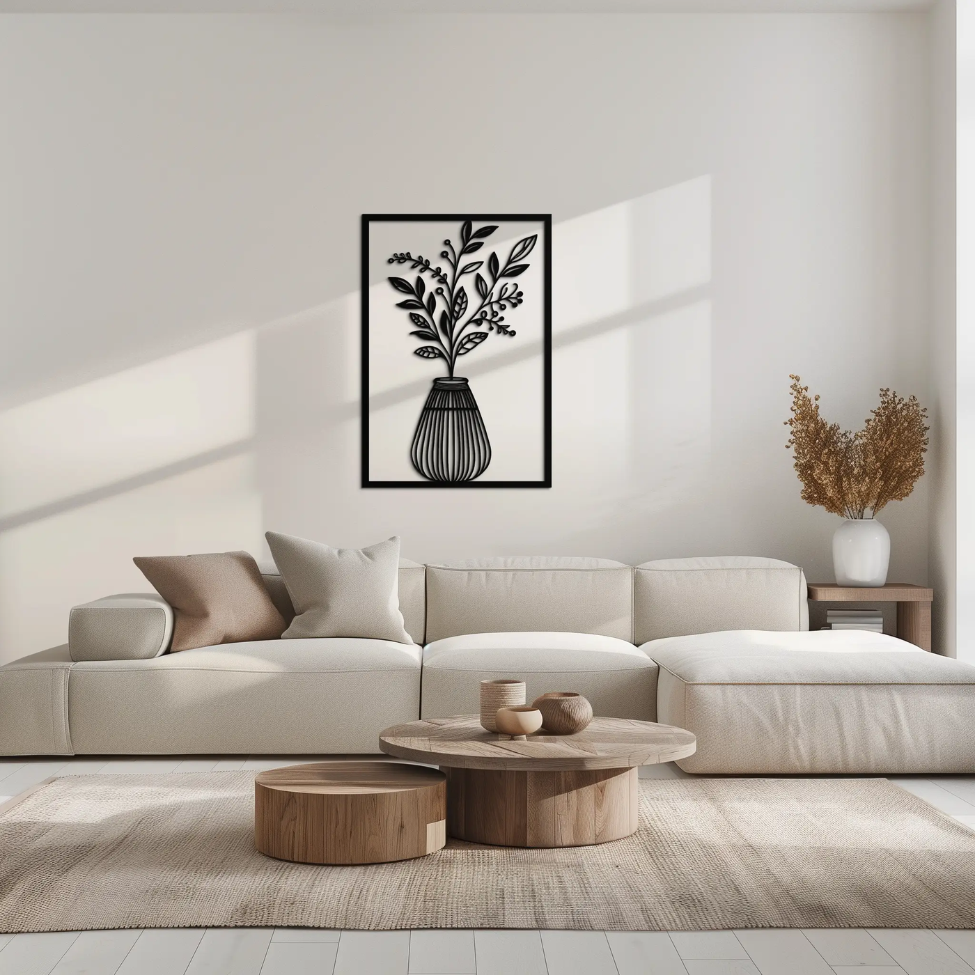 Botanical Vase Metal Wall Art – Elegant Plant Silhouette for Modern Nature-Inspired Decor- KAF357 by Enova Art