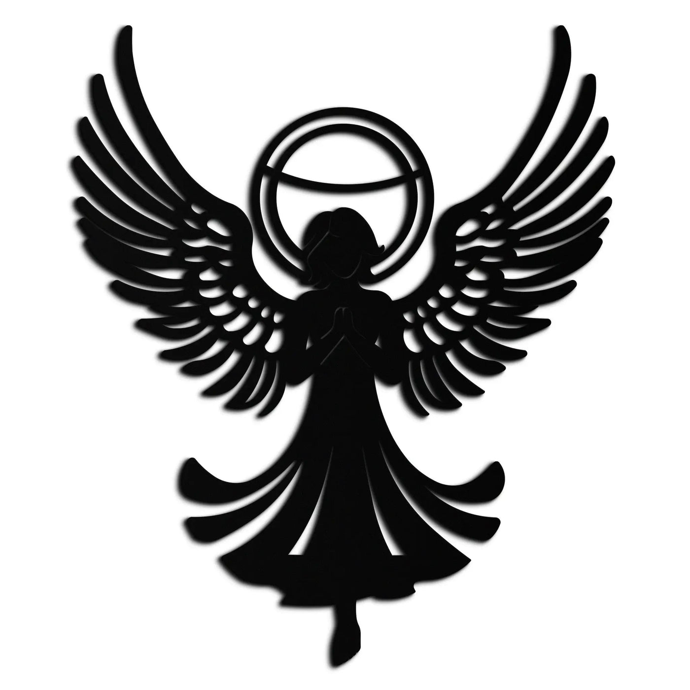 Guardian Angel Metal Wall Art – Spiritual Angel Silhouette with Halo for Home Blessing Decor- KAF359 by Enova Art