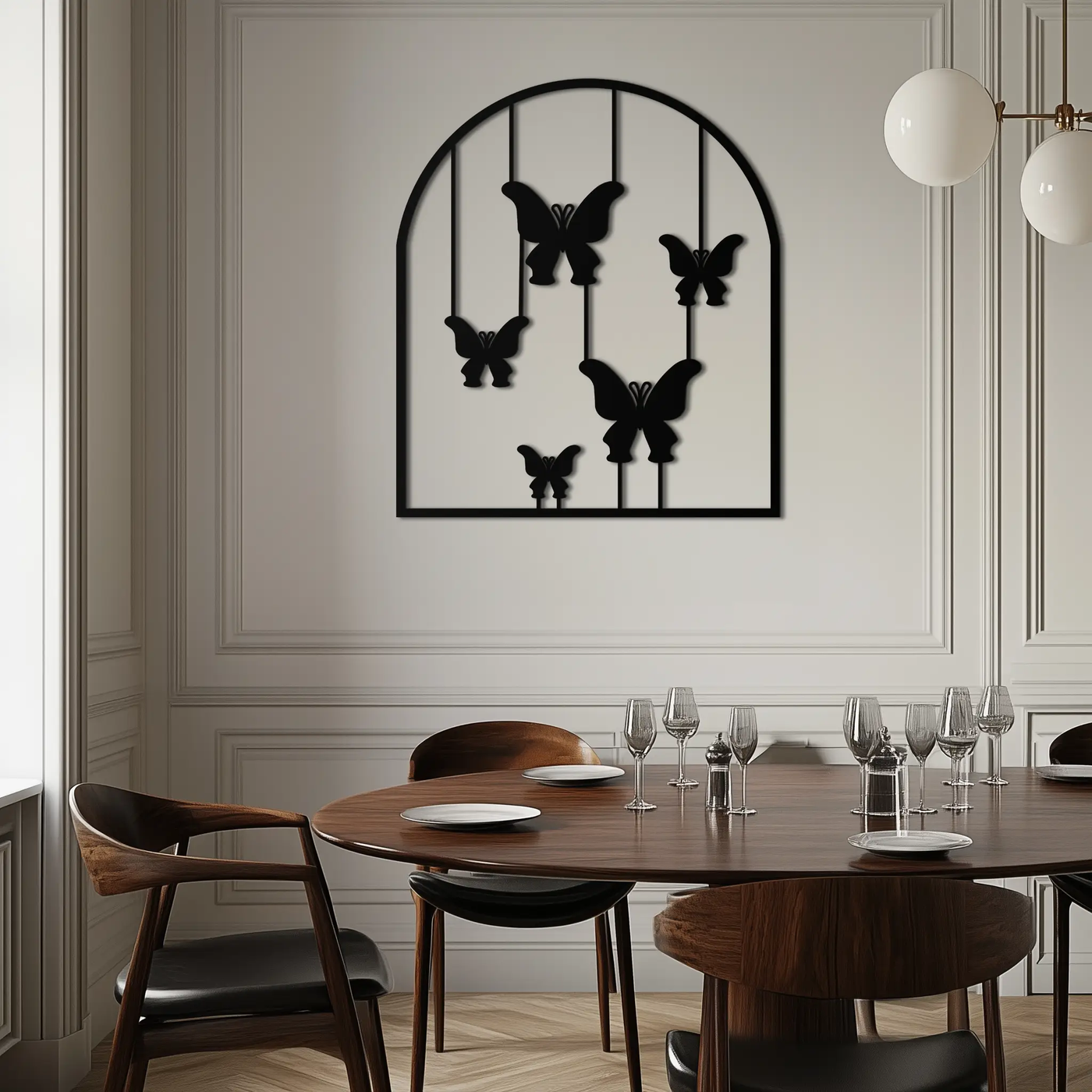 Butterfly Arch Metal Wall Art – Elegant Hanging Butterflies Silhouette for Modern Nature Decor- KAF361 by Enova Art