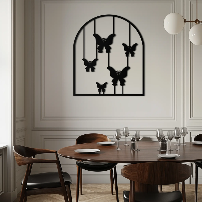 Butterfly Arch Metal Wall Art – Elegant Hanging Butterflies Silhouette for Modern Nature Decor- KAF361 by Enova Art