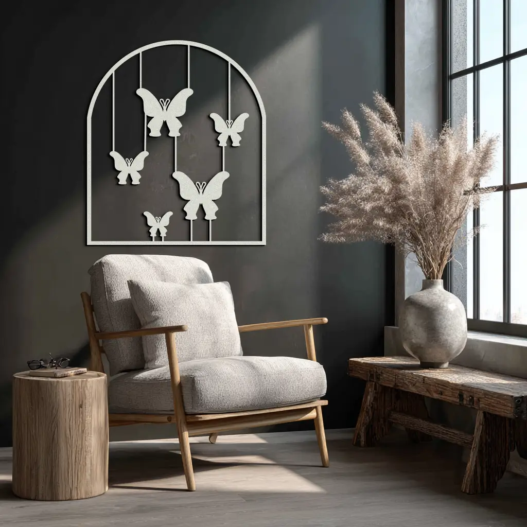 Butterfly Arch Metal Wall Art – Elegant Hanging Butterflies Silhouette for Modern Nature Decor- KAF361 by Enova Art