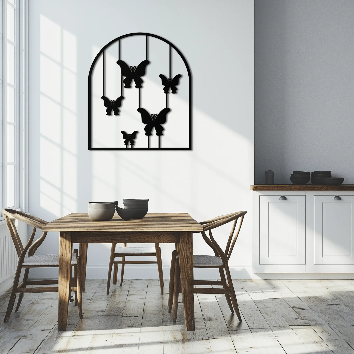 Butterfly Arch Metal Wall Art – Elegant Hanging Butterflies Silhouette for Modern Nature Decor- KAF361 by Enova Art