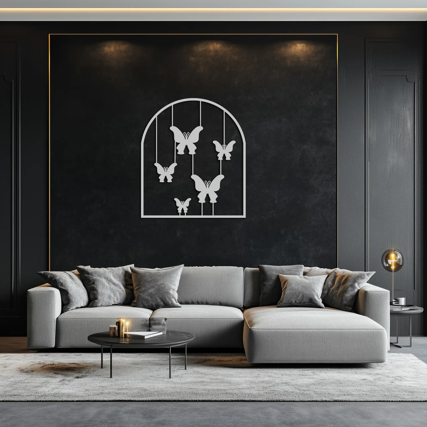 Butterfly Arch Metal Wall Art – Elegant Hanging Butterflies Silhouette for Modern Nature Decor- KAF361 by Enova Art