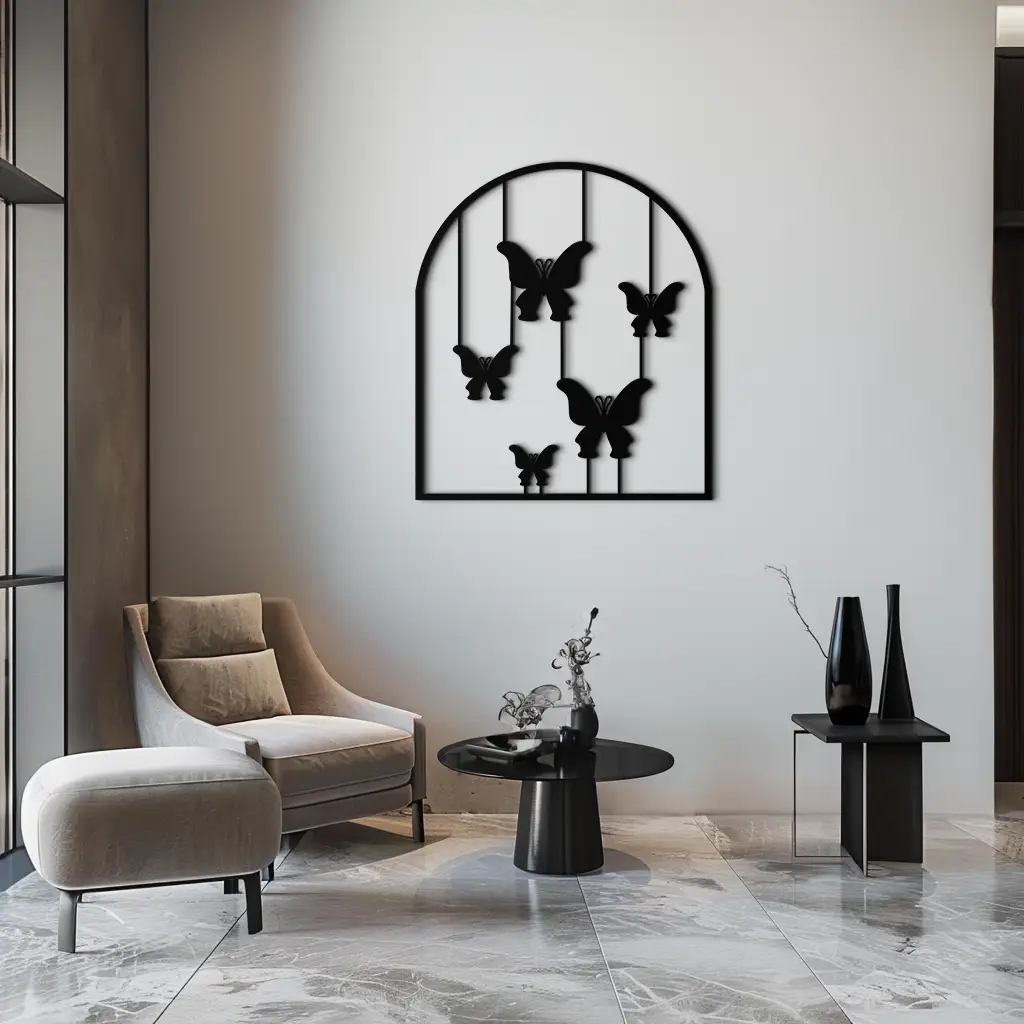 Butterfly Arch Metal Wall Art – Elegant Hanging Butterflies Silhouette for Modern Nature Decor- KAF361 by Enova Art