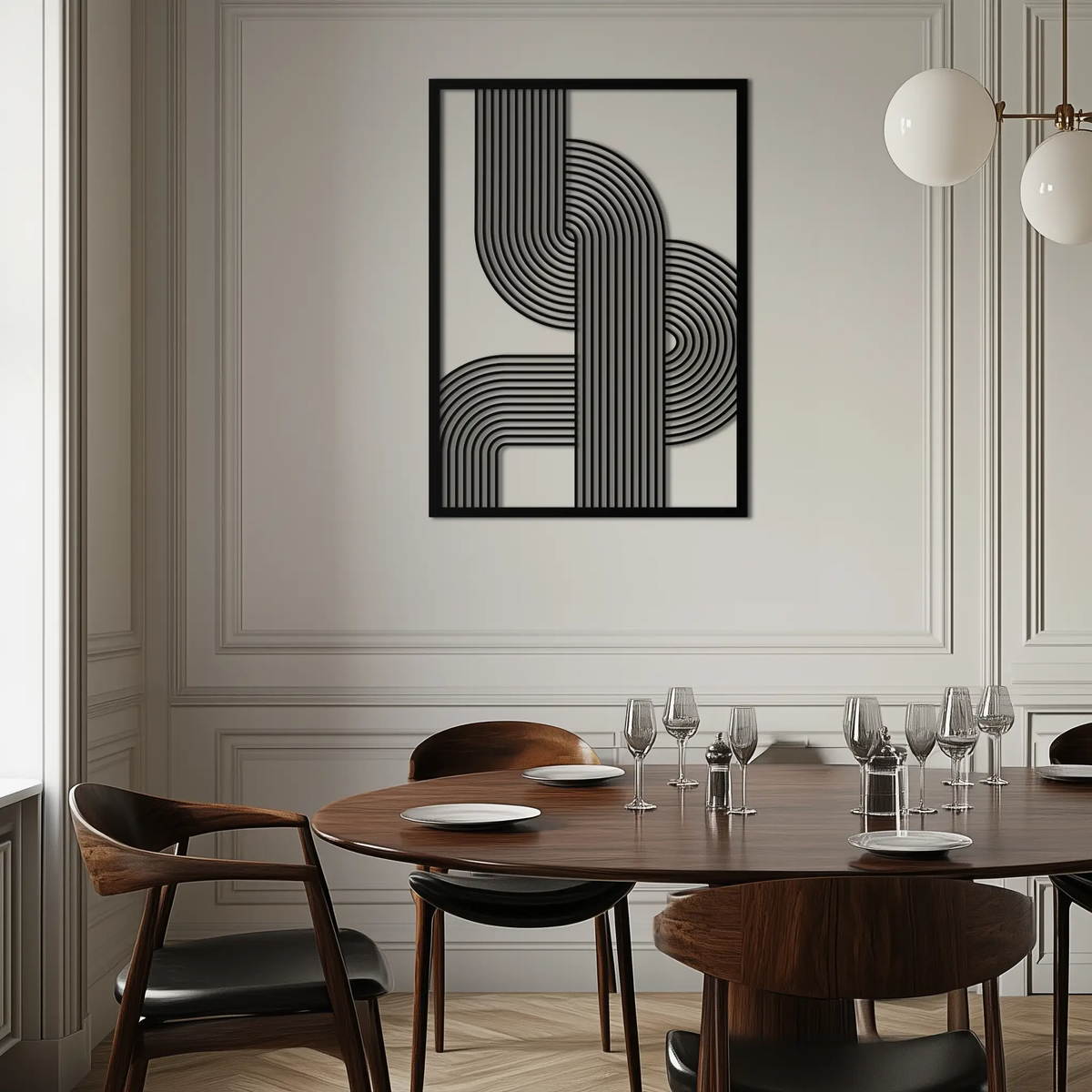 Geometric Curve Panel Metal Wall Art – Modern Abstract Steel Decor- KAF364 by Enova Art