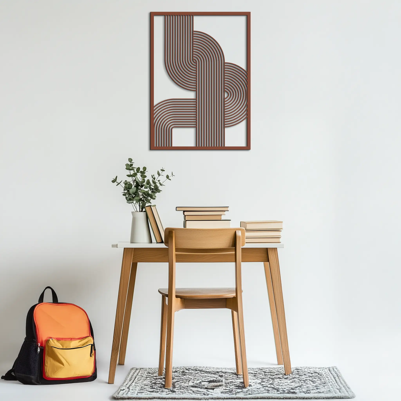 Geometric Curve Panel Metal Wall Art – Modern Abstract Steel Decor- KAF364 by Enova Art