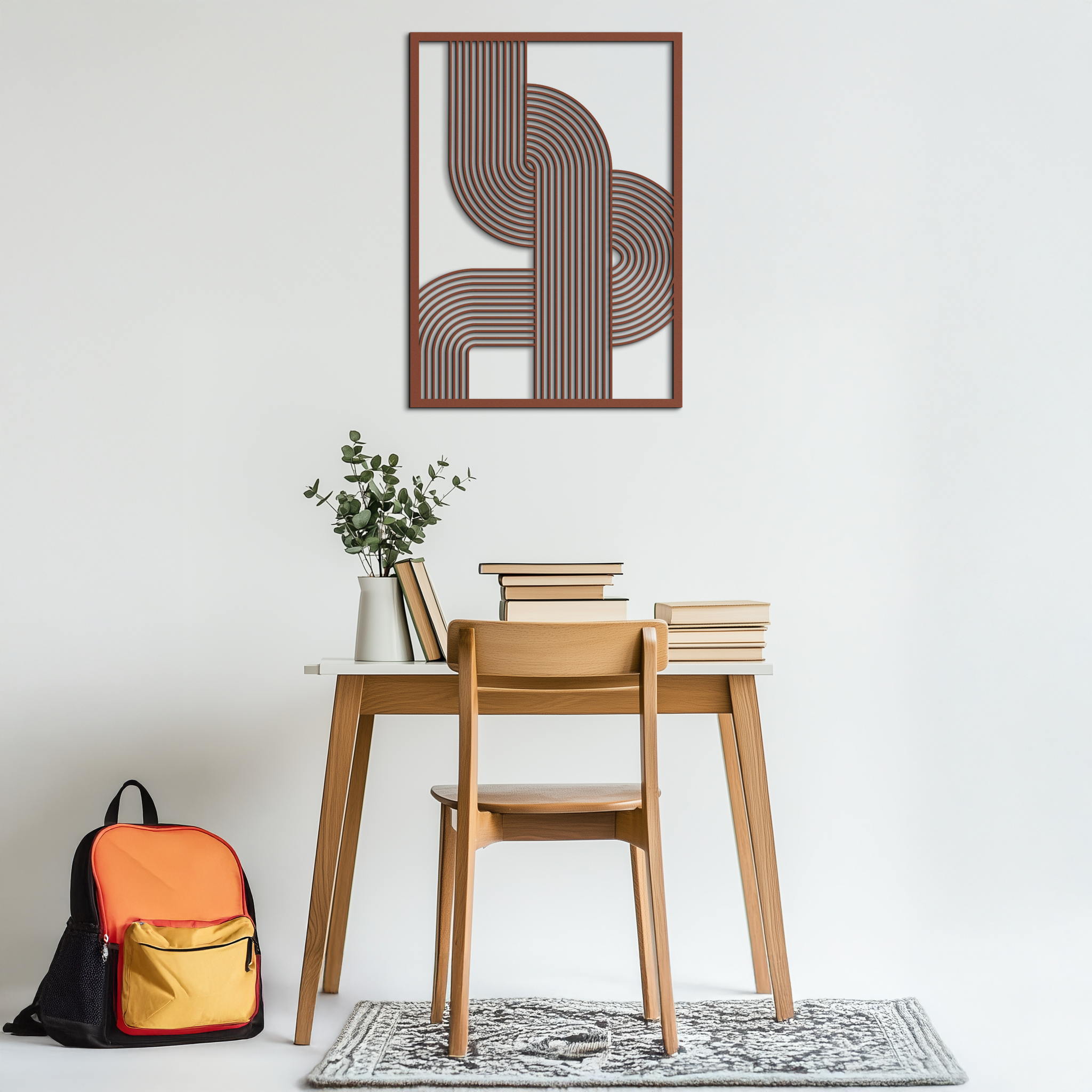 Geometric Curve Panel Metal Wall Art – Modern Abstract Steel Decor- KAF364 by Enova Art