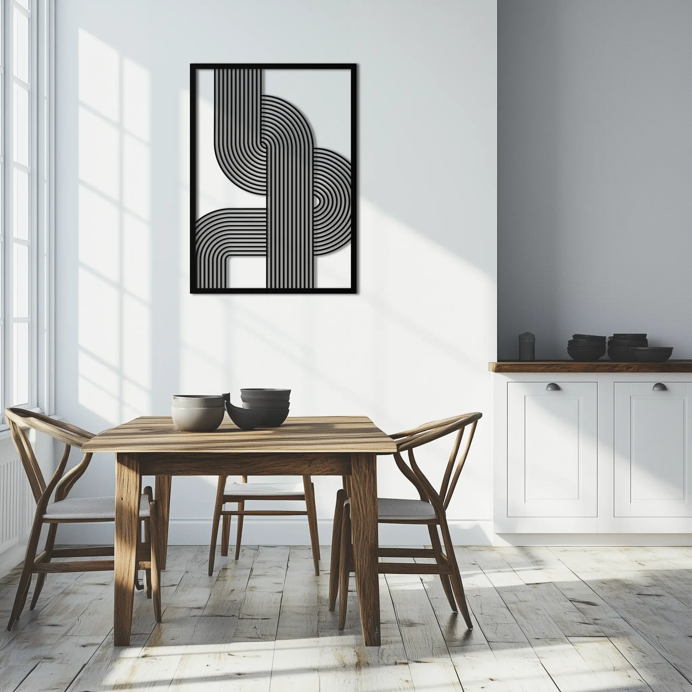 Geometric Curve Panel Metal Wall Art – Modern Abstract Steel Decor- KAF364 by Enova Art