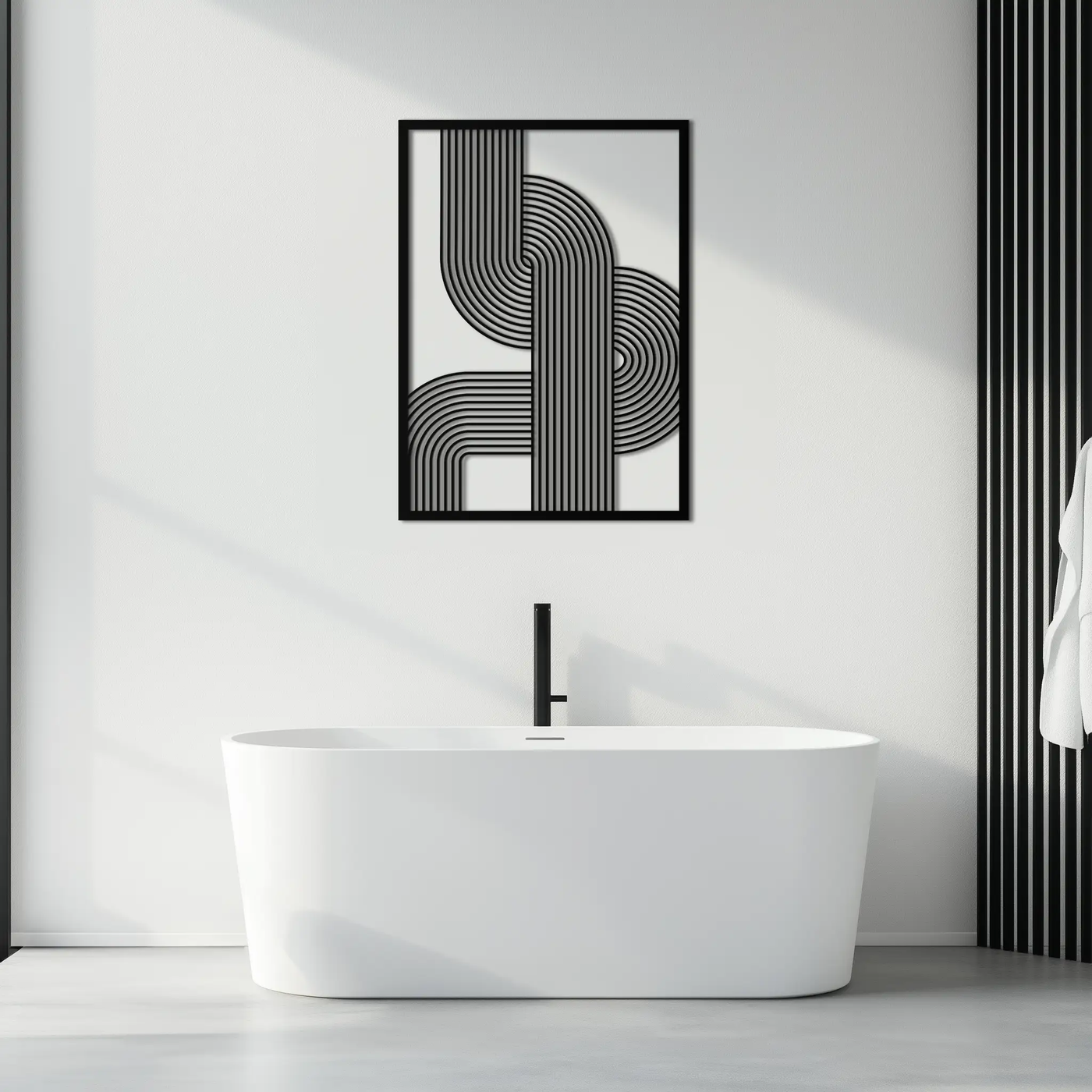 Geometric Curve Panel Metal Wall Art – Modern Abstract Steel Decor- KAF364 by Enova Art