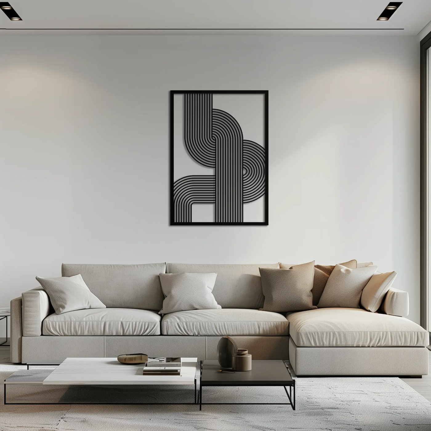 Geometric Curve Panel Metal Wall Art – Modern Abstract Steel Decor- KAF364 by Enova Art