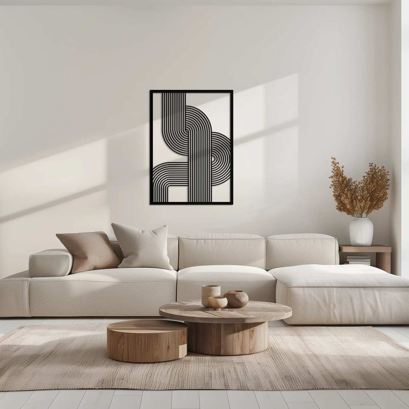 Geometric Curve Panel Metal Wall Art – Modern Abstract Steel Decor- KAF364 by Enova Art