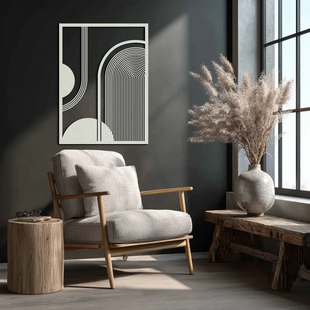 Geometric Half-Circle Metal Wall Art – Minimalist Arch & Shape Design- KAF365 by Enova Art