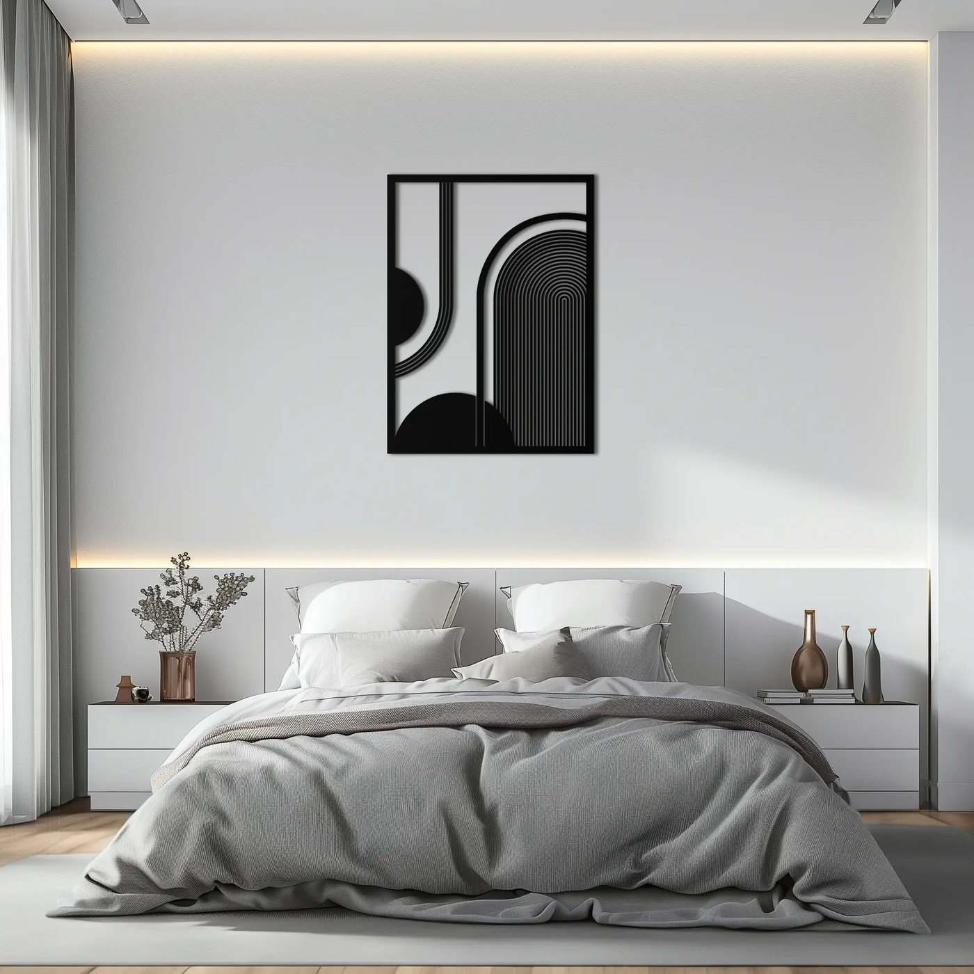 Geometric Half-Circle Metal Wall Art – Minimalist Arch & Shape Design- KAF365 by Enova Art