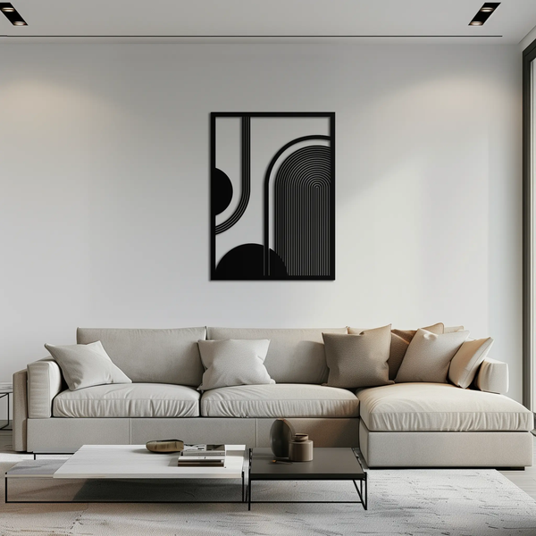 Geometric Half-Circle Metal Wall Art – Minimalist Arch & Shape Design- KAF365