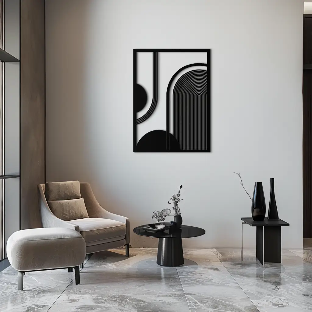 Geometric Half-Circle Metal Wall Art – Minimalist Arch & Shape Design- KAF365 by Enova Art