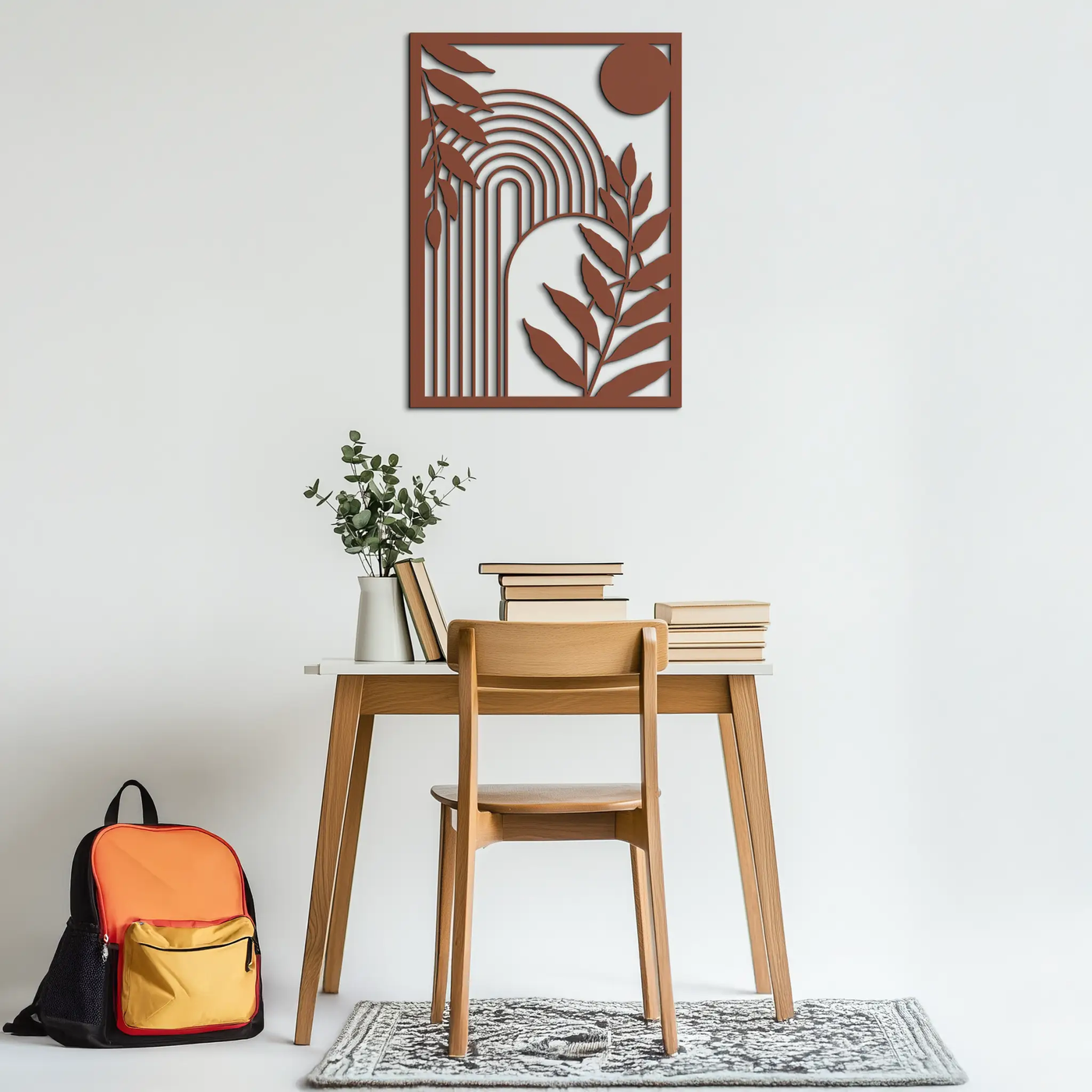 Modern Geometric Botanical Metal Wall Art – Abstract Nature-Inspired Steel Design- KAF366 by Enova Art