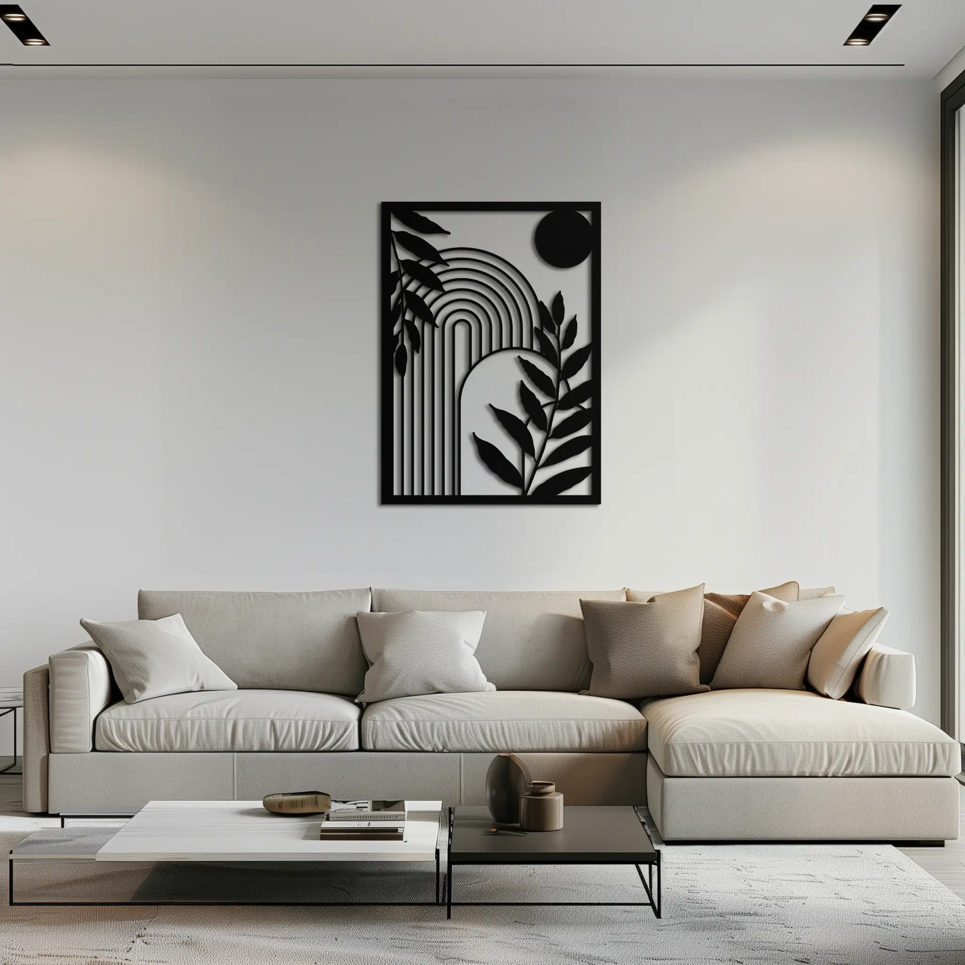Modern Geometric Botanical Metal Wall Art – Abstract Nature-Inspired Steel Design- KAF366 by Enova Art