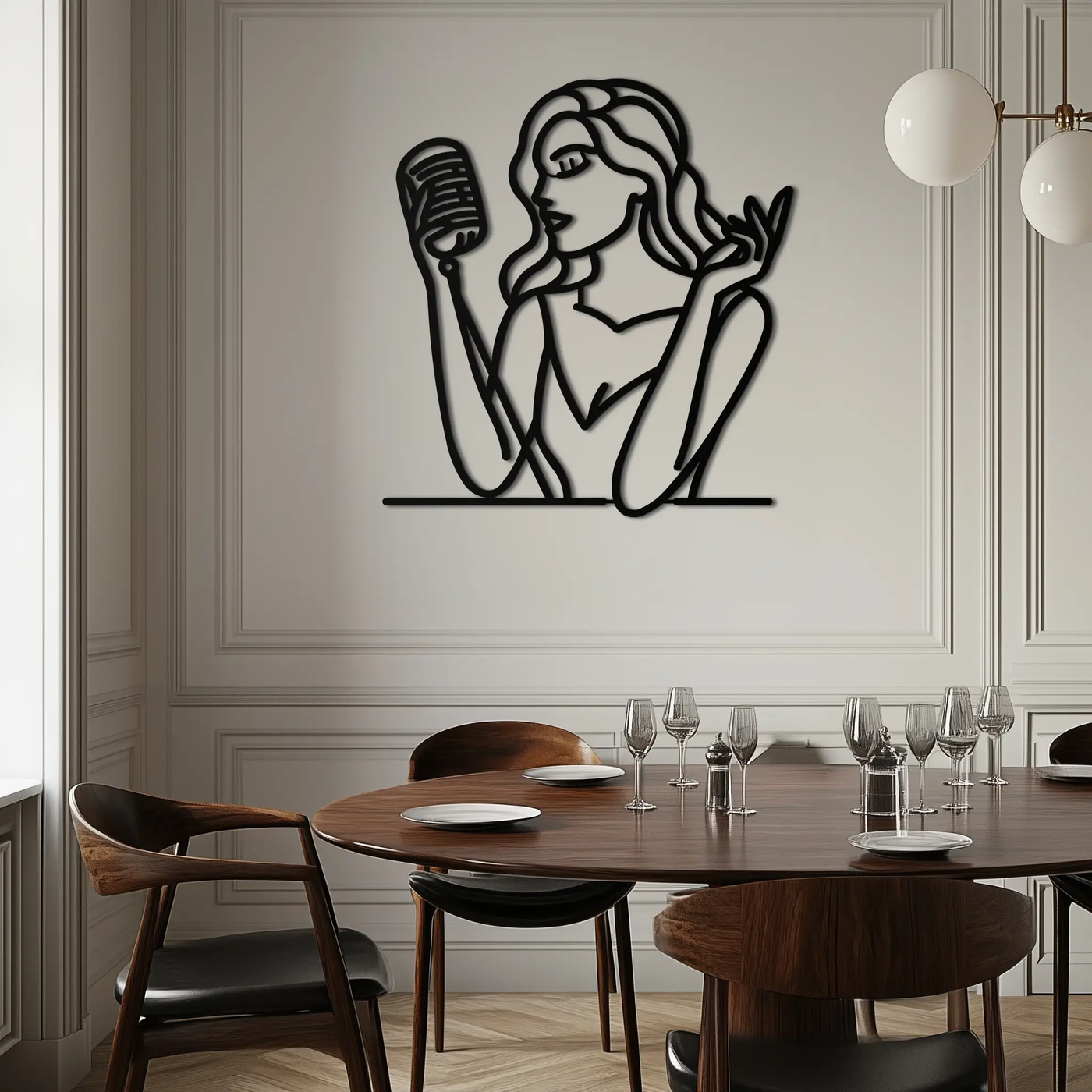 Singing Woman Metal Wall Art – Modern Female Vocalist Silhouette- KAF367 by Enova Art