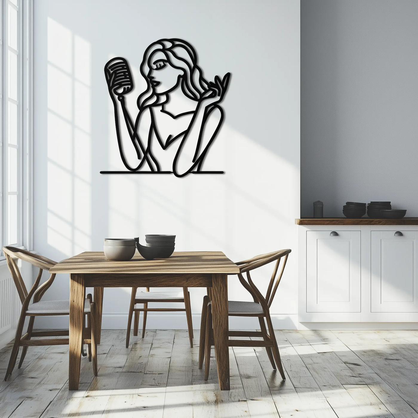 Singing Woman Metal Wall Art – Modern Female Vocalist Silhouette- KAF367 by Enova Art