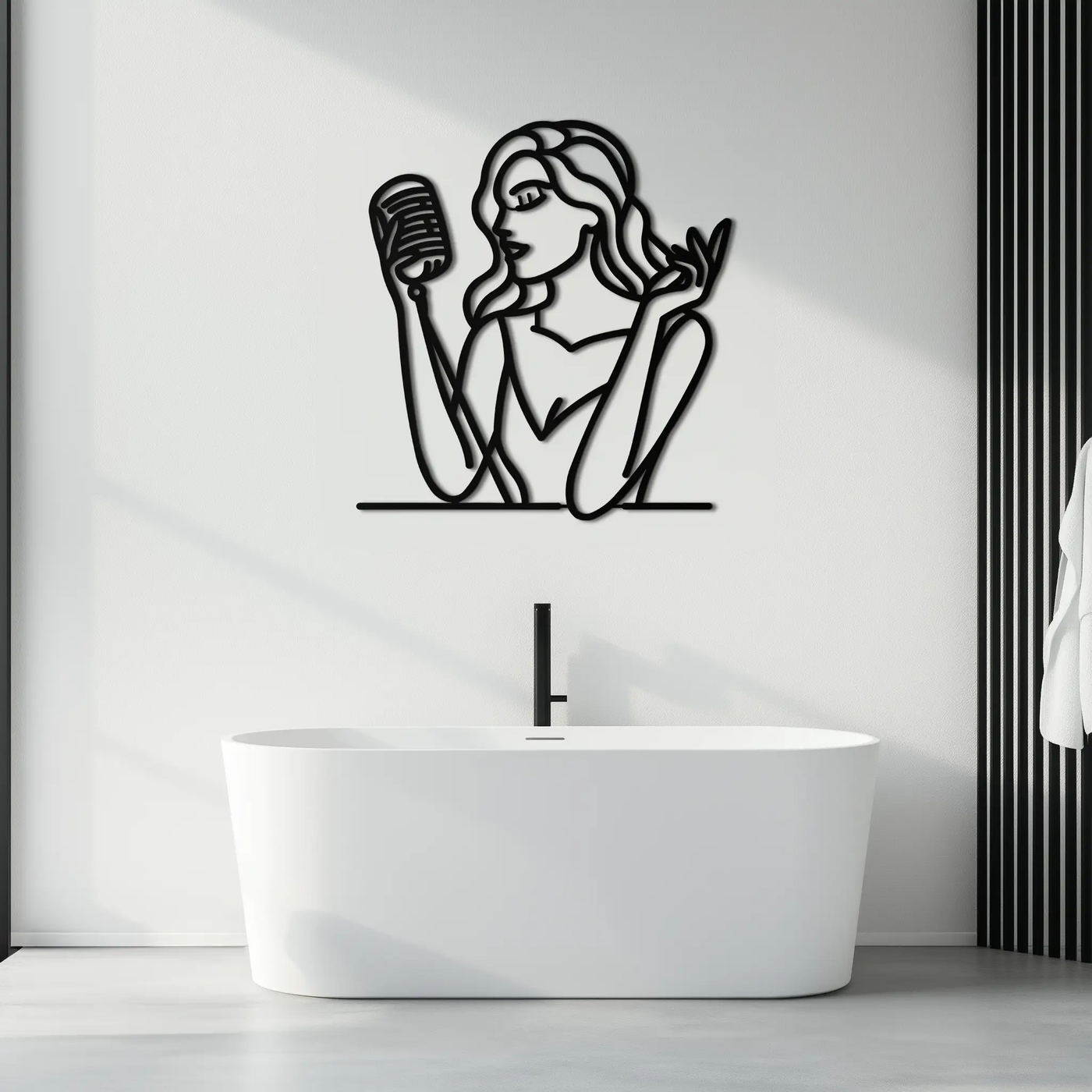 Singing Woman Metal Wall Art – Modern Female Vocalist Silhouette- KAF367 by Enova Art