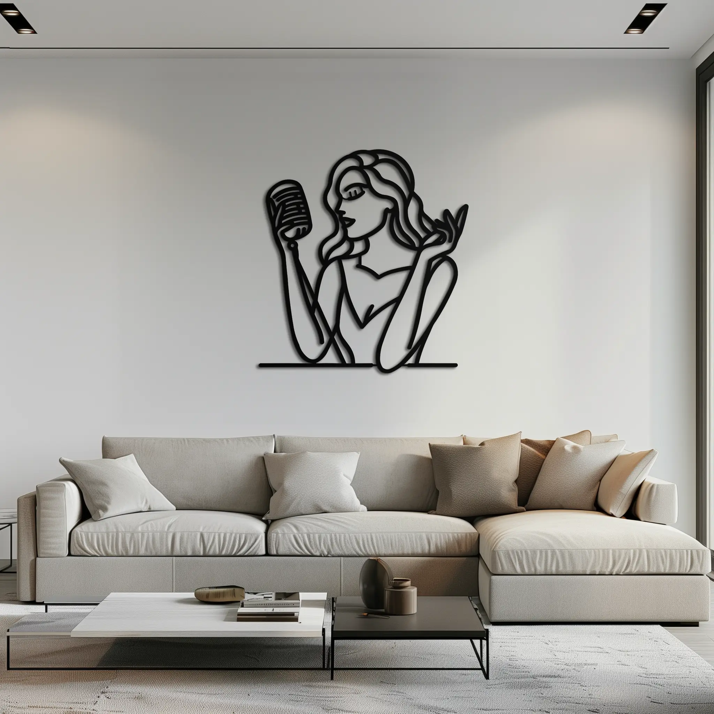 Singing Woman Metal Wall Art – Modern Female Vocalist Silhouette- KAF367 by Enova Art