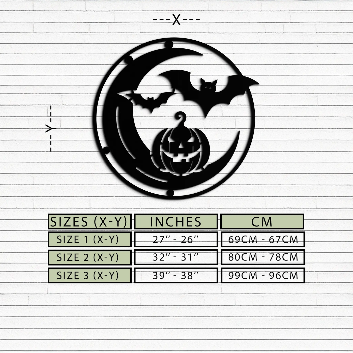 Halloween Bat Pumpkin Metal Wall Art – Spooky Jack-O'-Lantern Steel Decor- KAF371 by Enova Art