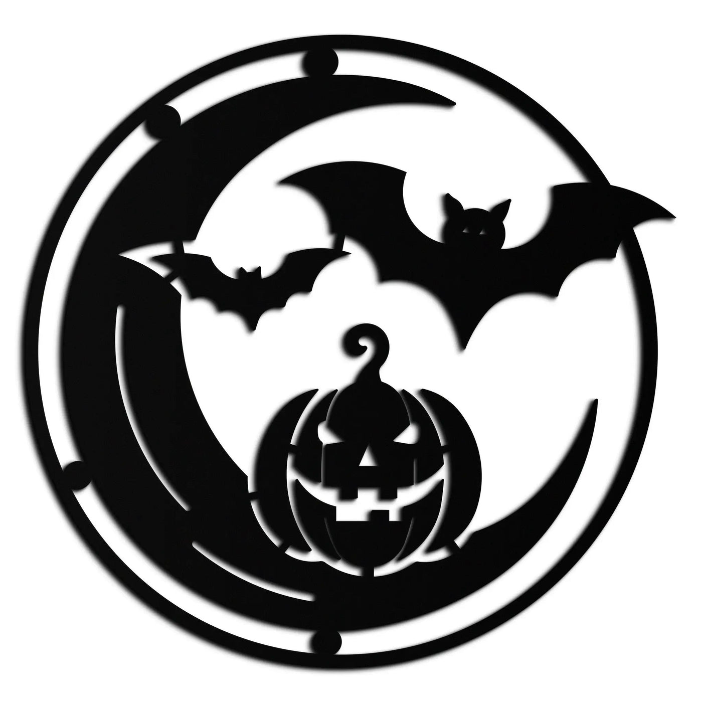 Halloween Bat Pumpkin Metal Wall Art – Spooky Jack-O'-Lantern Steel Decor- KAF371 by Enova Art