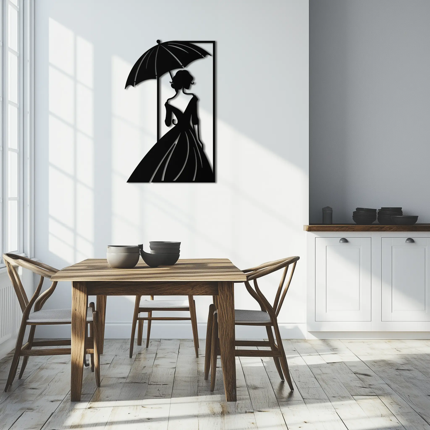 Modern Woman Silhouette Metal Wall Art – Elegant Female Figure Panel- KAF375 by Enova Art