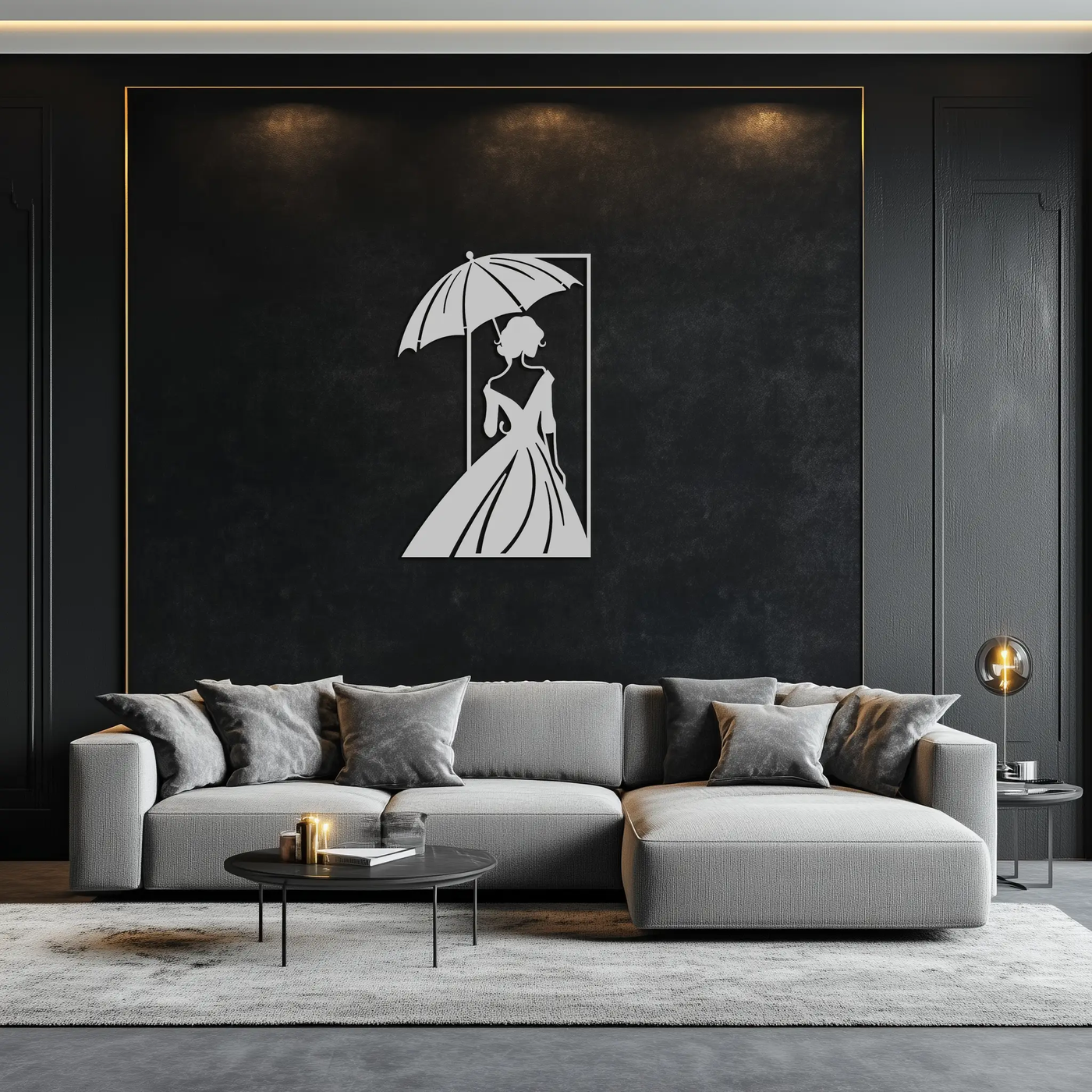 Modern Woman Silhouette Metal Wall Art – Elegant Female Figure Panel- KAF375 by Enova Art