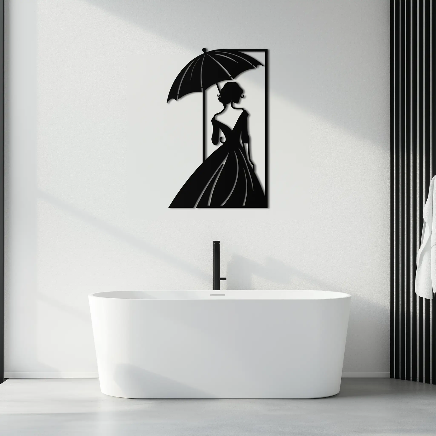 Modern Woman Silhouette Metal Wall Art – Elegant Female Figure Panel- KAF375 by Enova Art