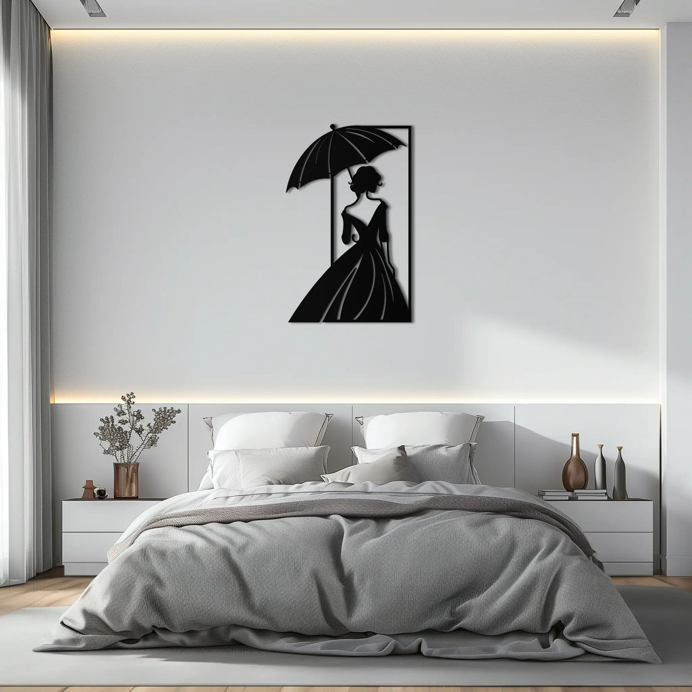 Modern Woman Silhouette Metal Wall Art – Elegant Female Figure Panel- KAF375 by Enova Art