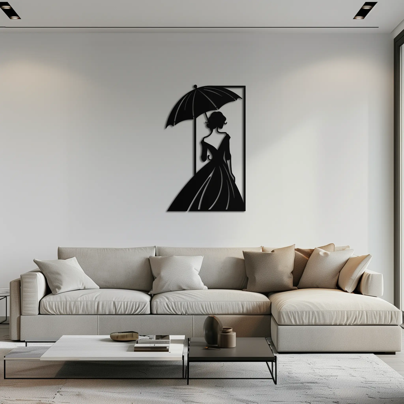 Modern Woman Silhouette Metal Wall Art – Elegant Female Figure Panel- KAF375 by Enova Art