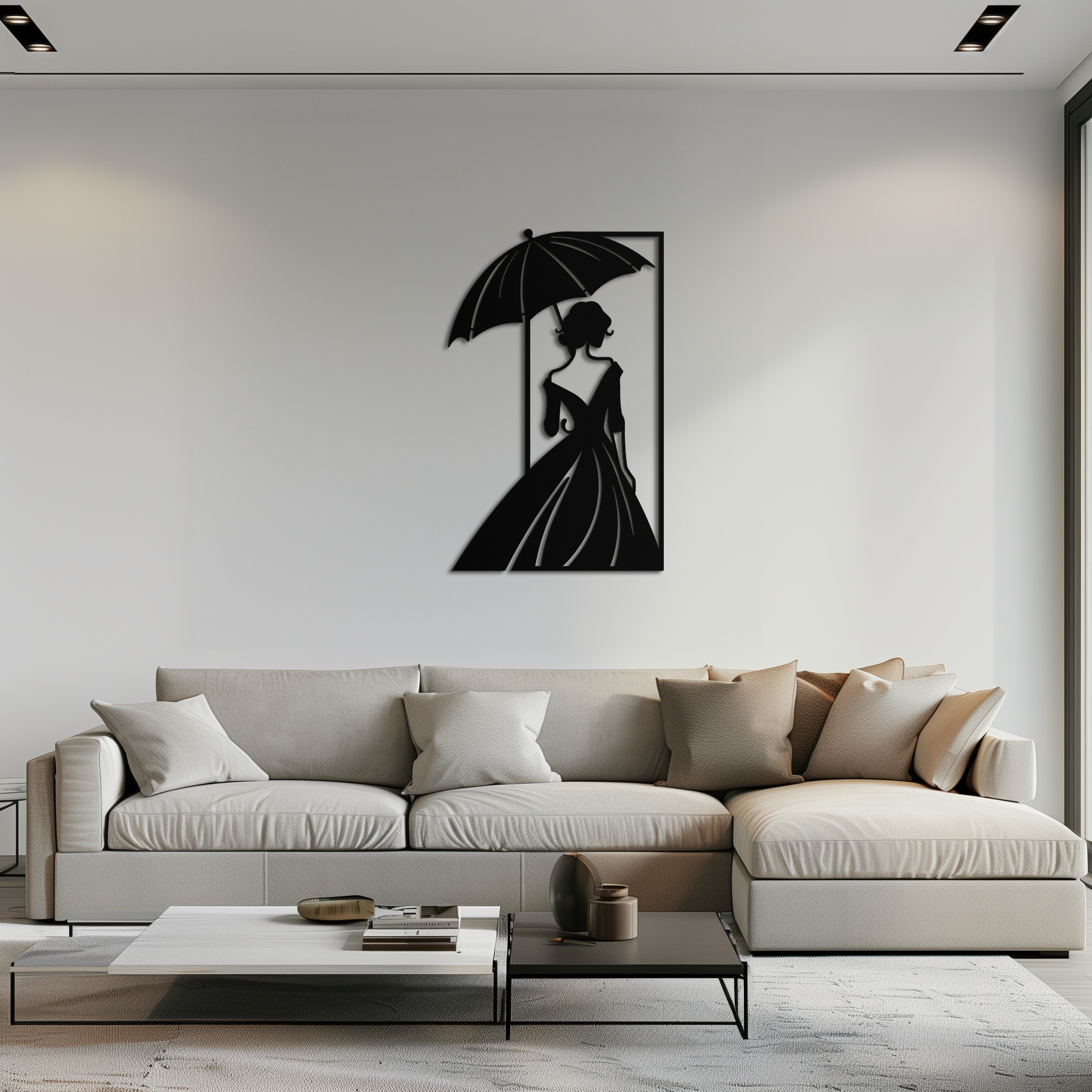 Modern Woman Silhouette Metal Wall Art – Elegant Female Figure Panel- KAF375 by Enova Art