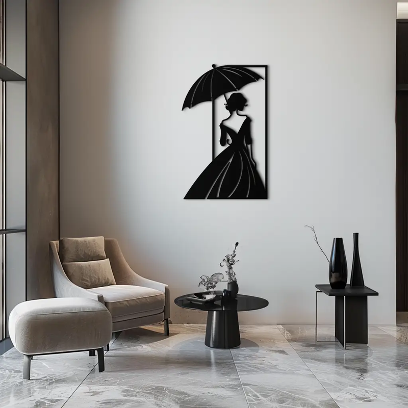Modern Woman Silhouette Metal Wall Art – Elegant Female Figure Panel- KAF375 by Enova Art