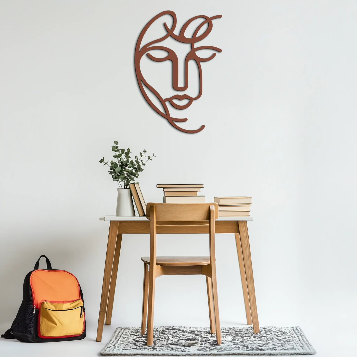 Abstract Female Line Art Metal Wall Decor – Elegant Woman Silhouette with Microphone- KAF376 by Enova Art