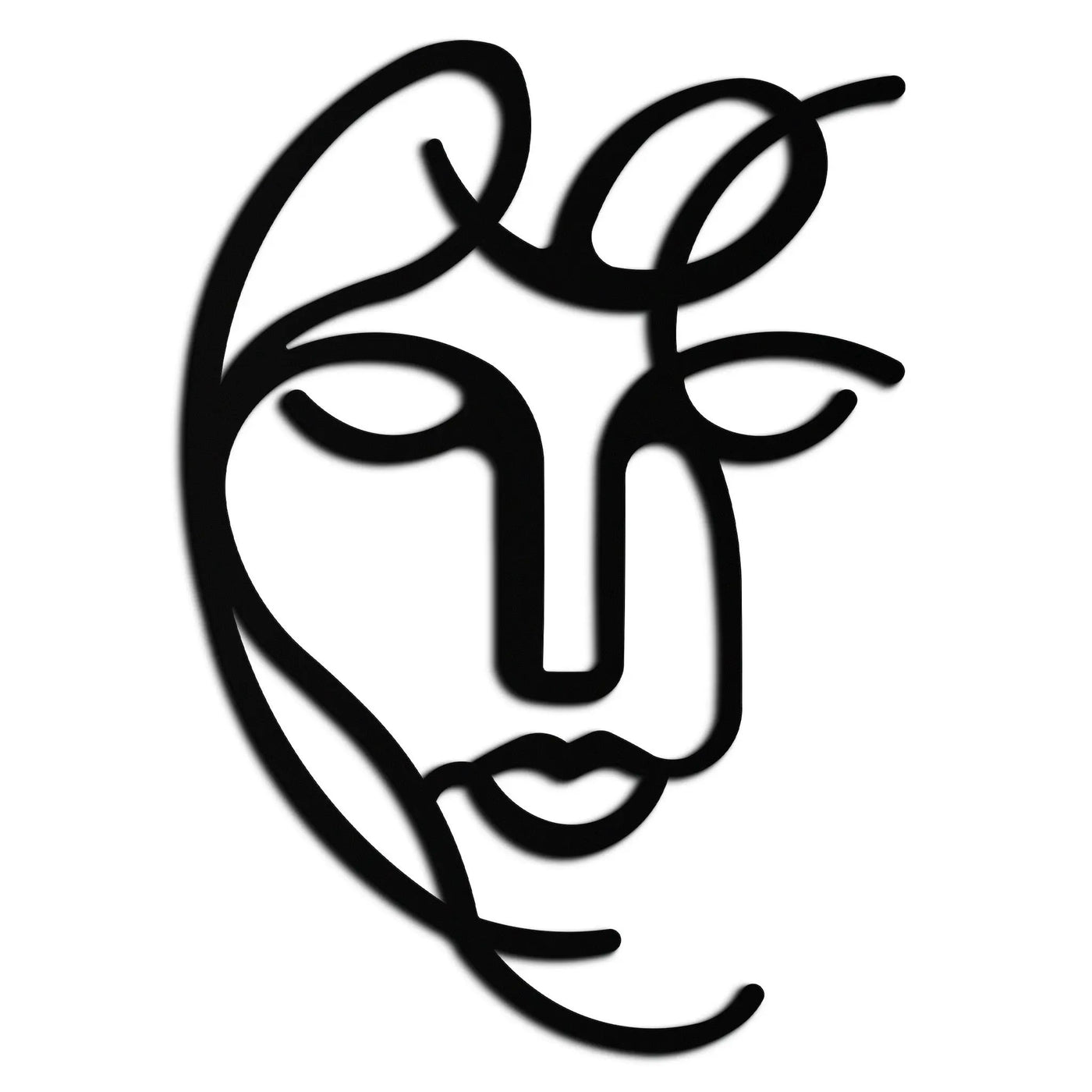 Abstract Female Line Art Metal Wall Decor – Elegant Woman Silhouette with Microphone- KAF376 by Enova Art