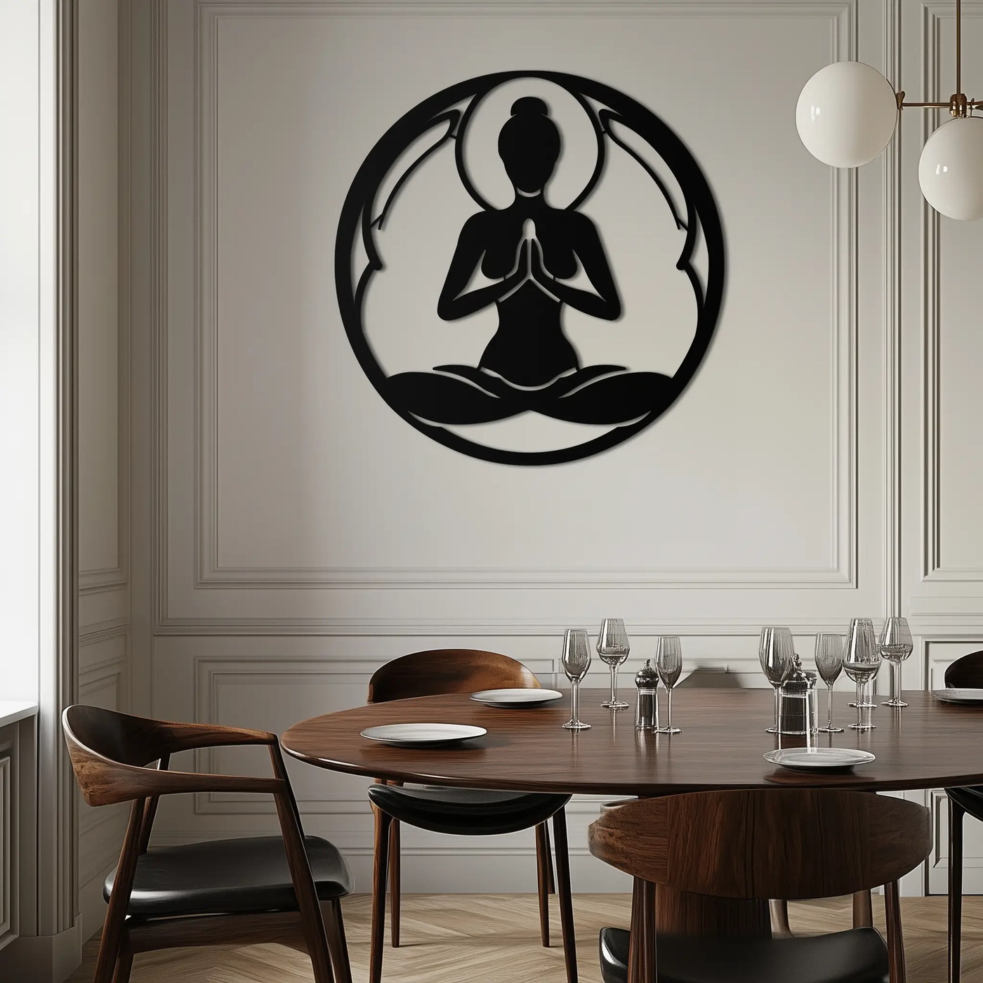 Yoga Silhouette Metal Wall Art – Meditative Zen Pose Decor for Mindful Spaces- KAF378 by Enova Art