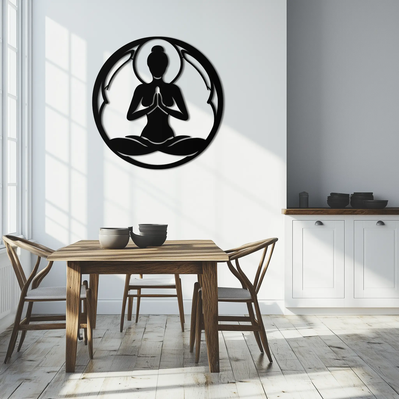Yoga Silhouette Metal Wall Art – Meditative Zen Pose Decor for Mindful Spaces- KAF378 by Enova Art