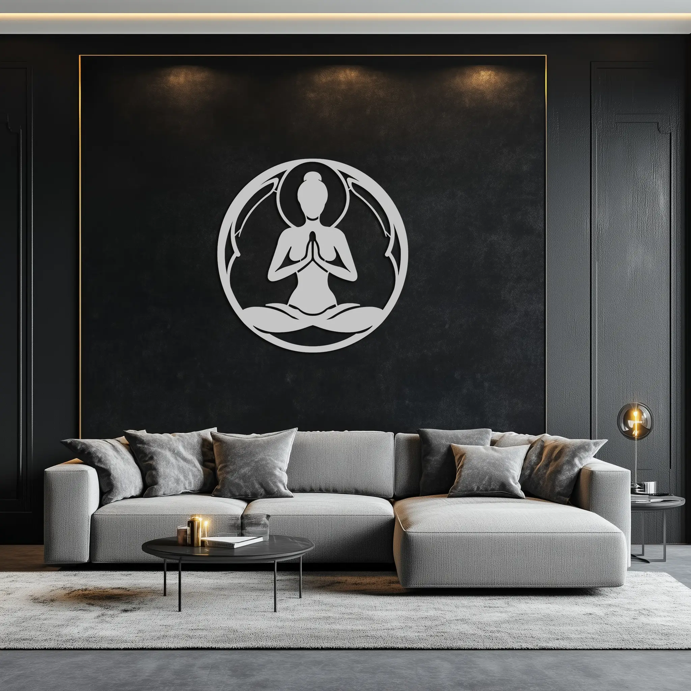 Yoga Silhouette Metal Wall Art – Meditative Zen Pose Decor for Mindful Spaces- KAF378 by Enova Art
