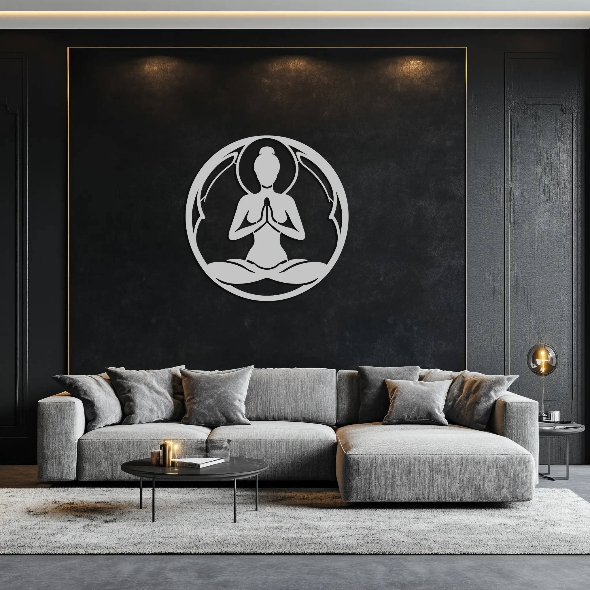 Yoga Silhouette Metal Wall Art – Meditative Zen Pose Decor for Mindful Spaces- KAF378 by Enova Art