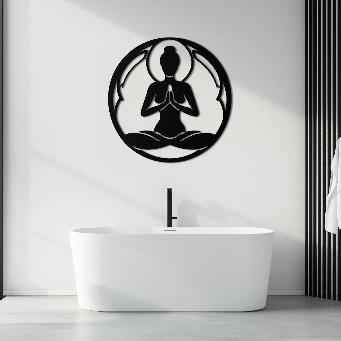 Yoga Silhouette Metal Wall Art – Meditative Zen Pose Decor for Mindful Spaces- KAF378 by Enova Art