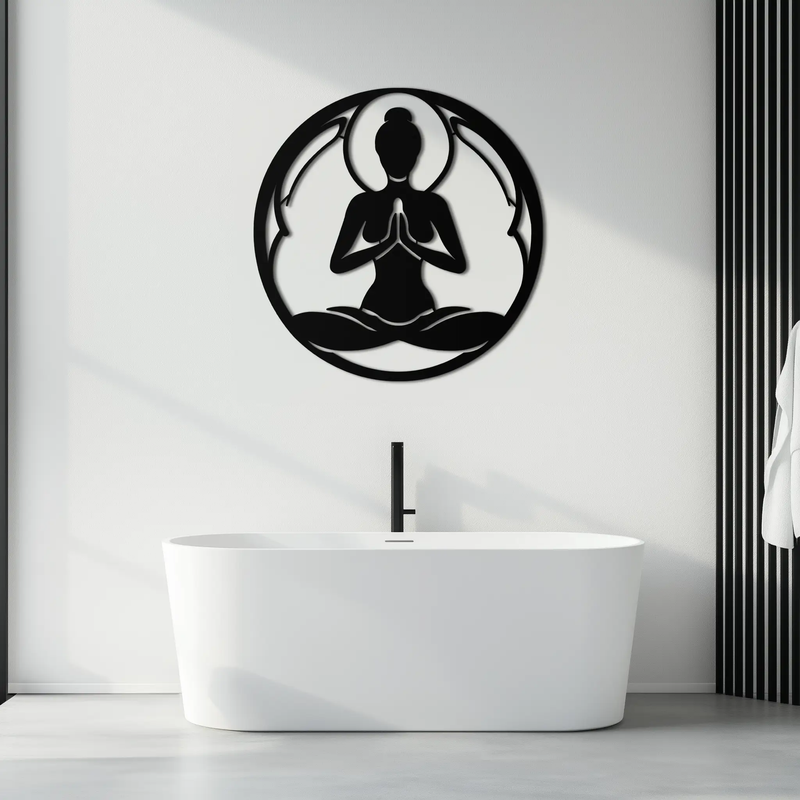 Yoga Silhouette Metal Wall Art – Meditative Zen Pose Decor for Mindful Spaces- KAF378 by Enova Art