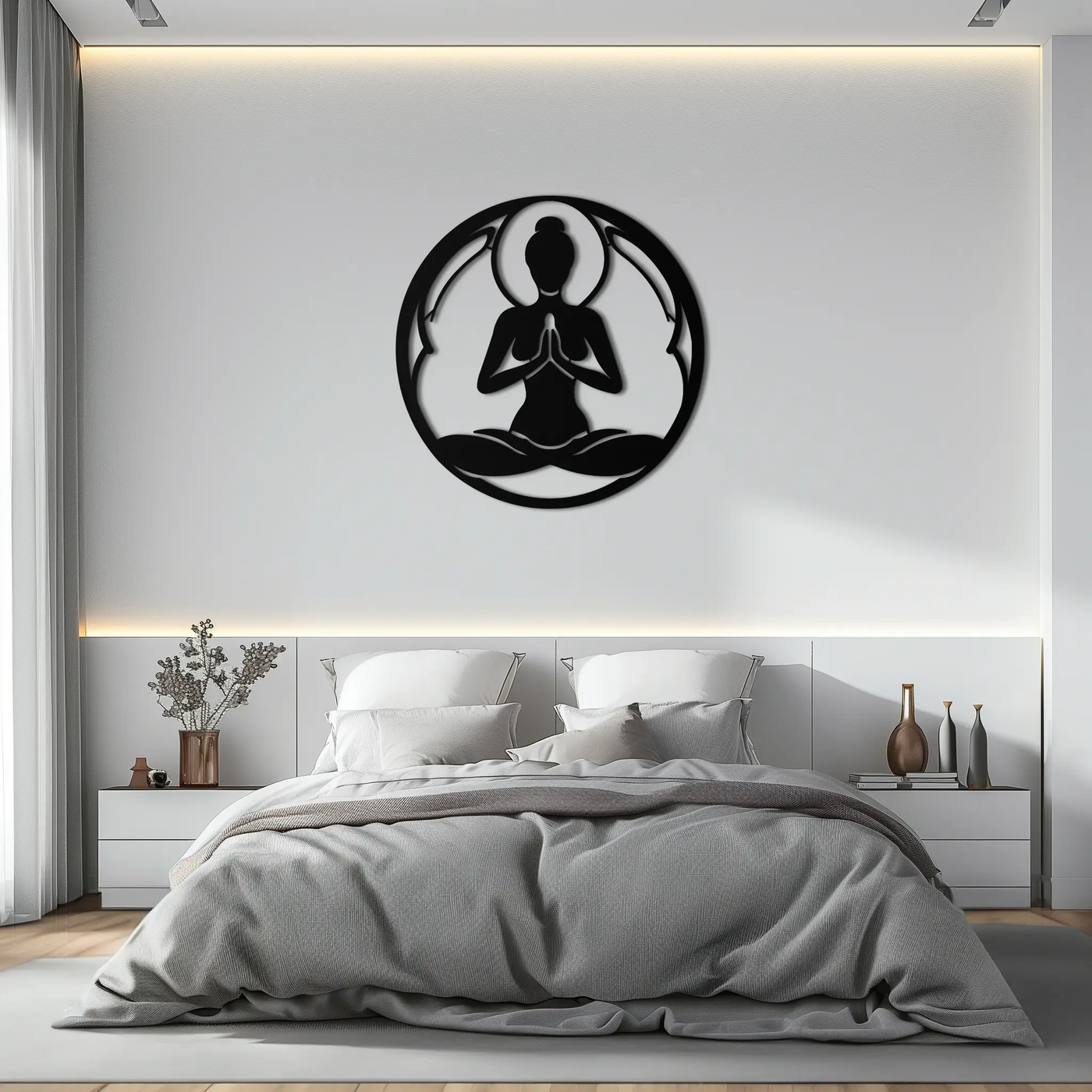 Yoga Silhouette Metal Wall Art – Meditative Zen Pose Decor for Mindful Spaces- KAF378 by Enova Art