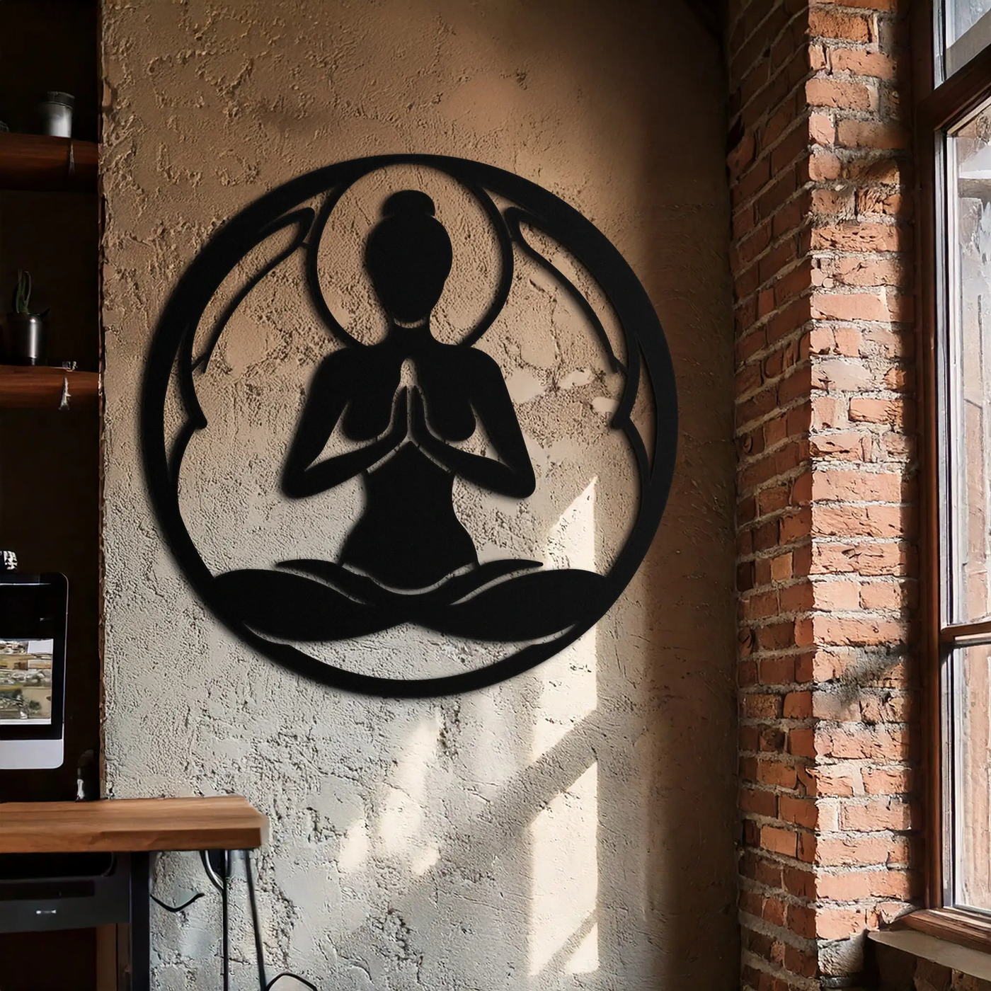 Yoga Silhouette Metal Wall Art – Meditative Zen Pose Decor for Mindful Spaces- KAF378 by Enova Art