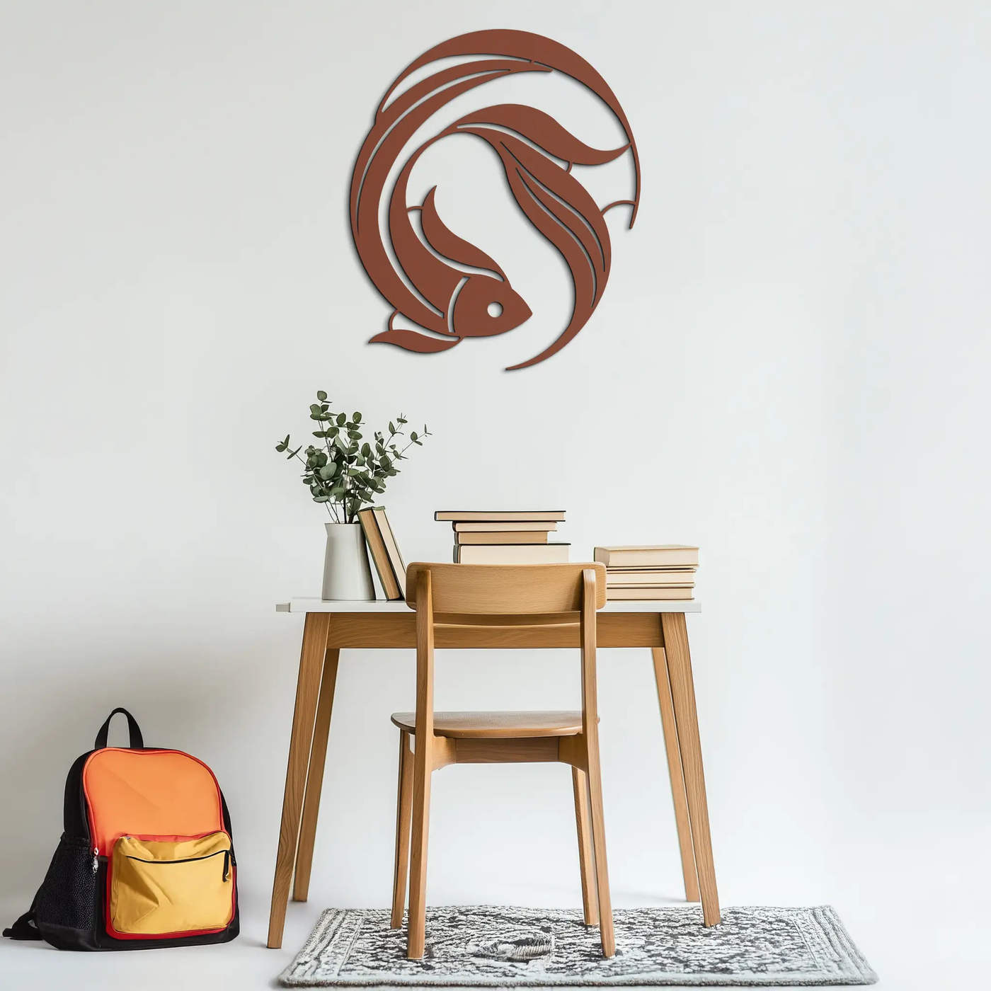 Japanese fish Metal Wall Art – Elegant Minimalist Ocean Decor- KAF379 by Enova Art