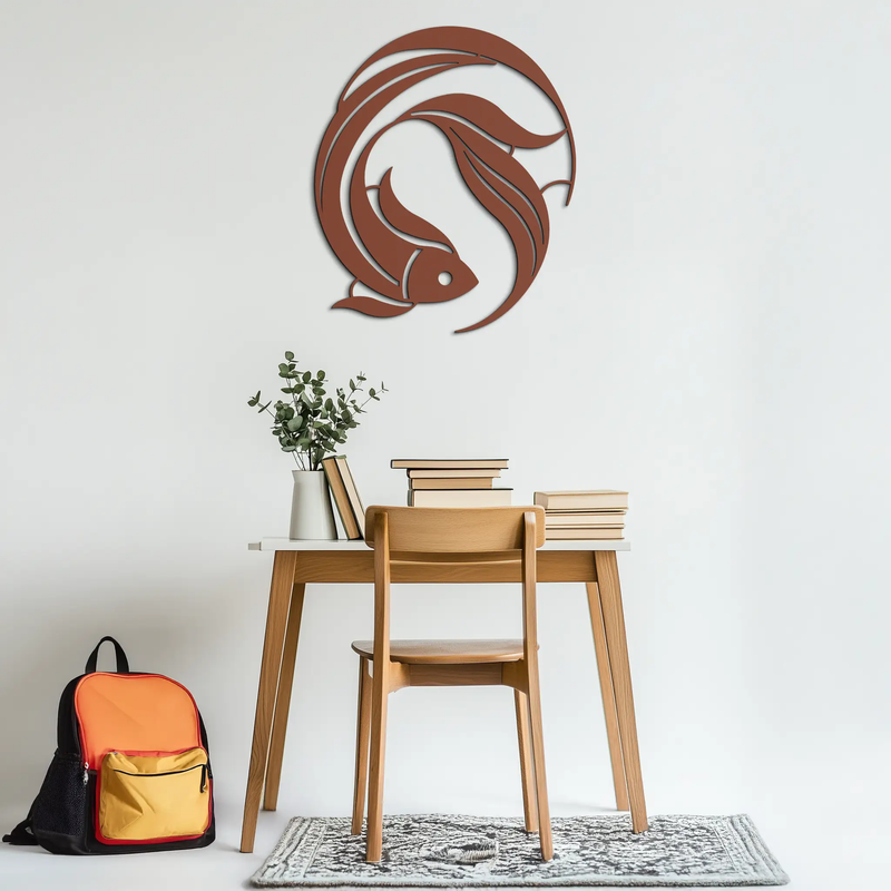 Japanese fish Metal Wall Art – Elegant Minimalist Ocean Decor- KAF379 by Enova Art
