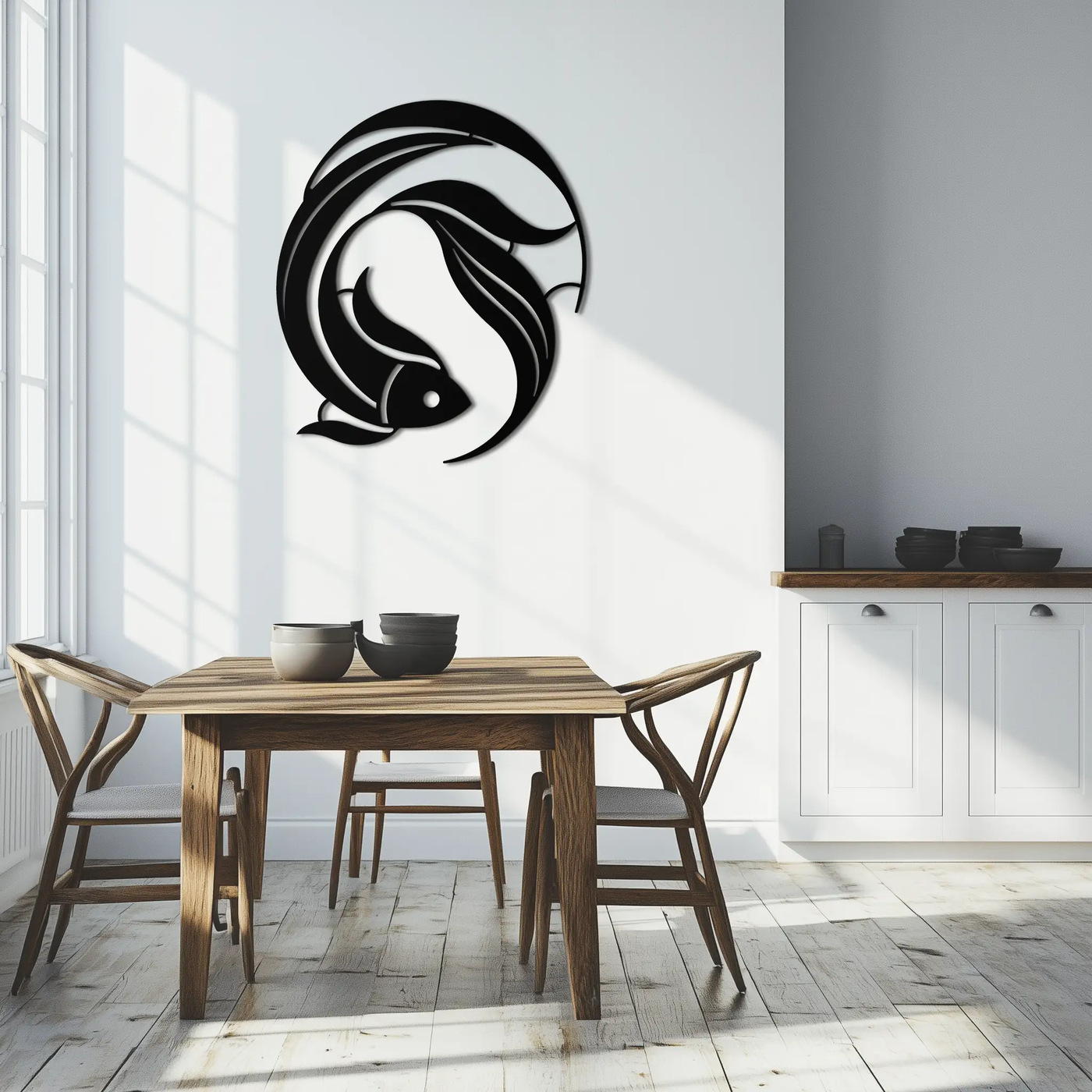 Japanese fish Metal Wall Art – Elegant Minimalist Ocean Decor- KAF379 by Enova Art