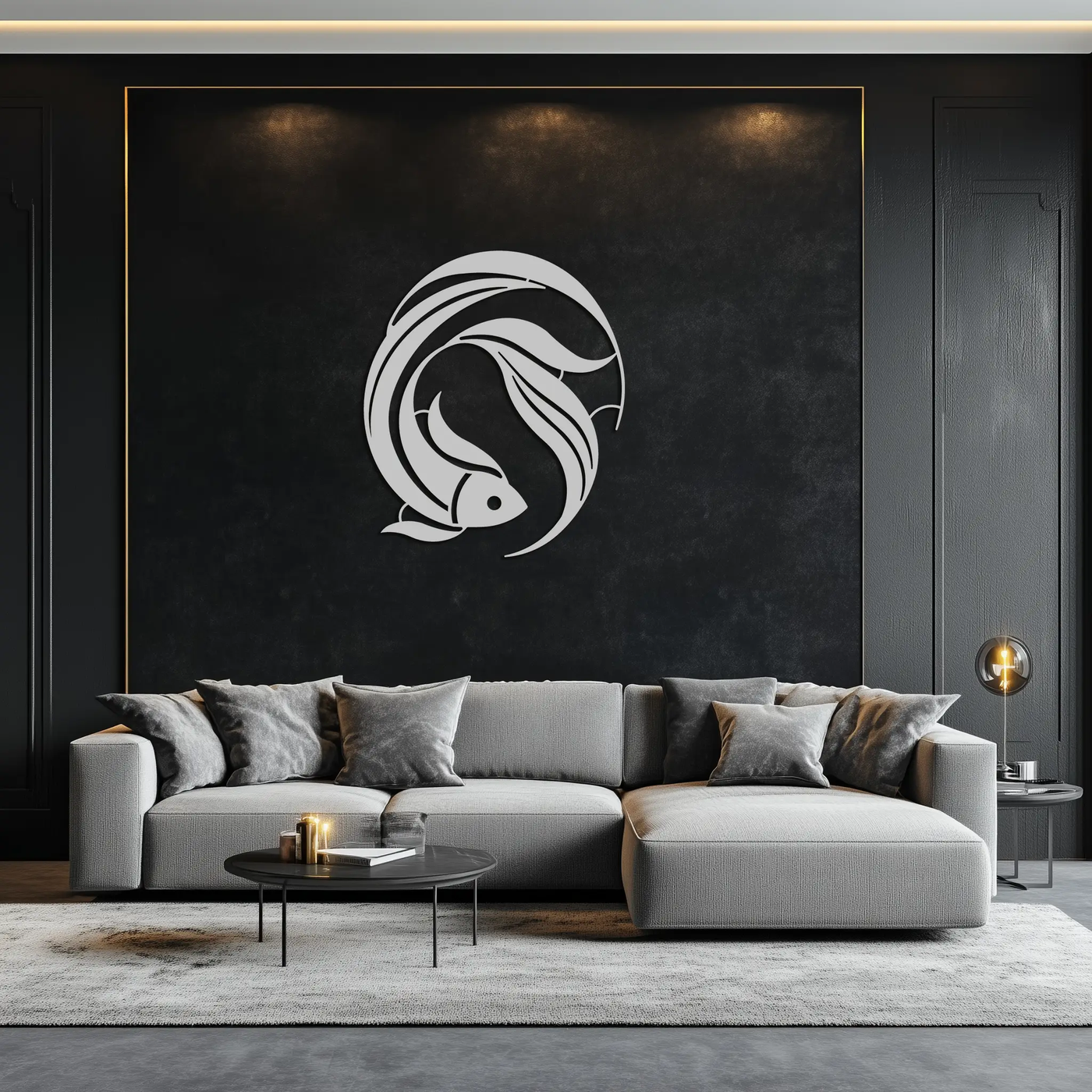 Japanese fish Metal Wall Art – Elegant Minimalist Ocean Decor- KAF379 by Enova Art