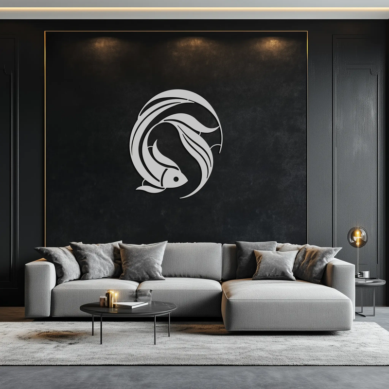 Japanese fish Metal Wall Art – Elegant Minimalist Ocean Decor- KAF379 by Enova Art