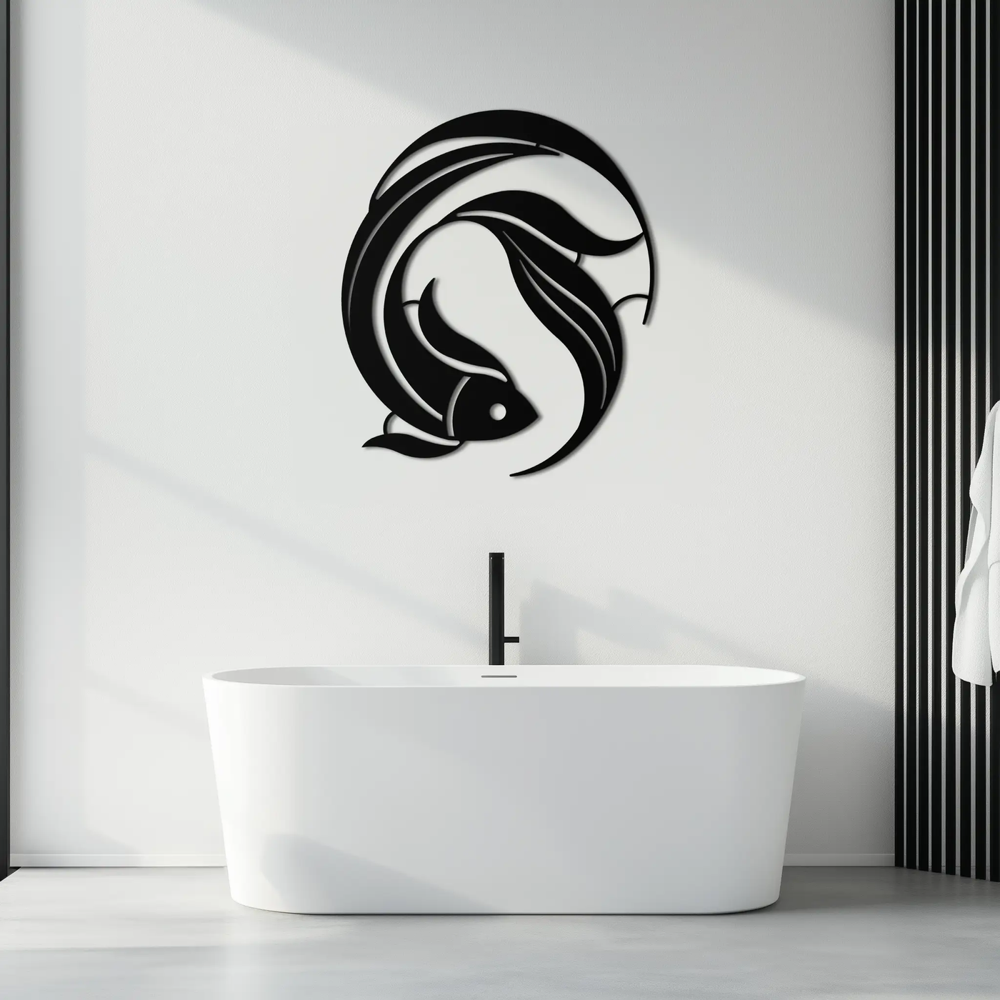 Japanese fish Metal Wall Art – Elegant Minimalist Ocean Decor- KAF379 by Enova Art